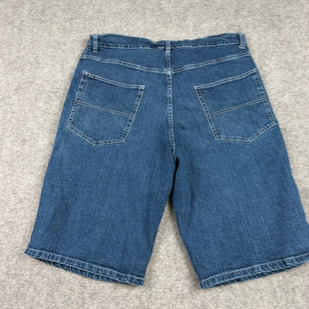 Denim‎ Jorts Mens 42 Dark Wash Baggy Star Button Y2K Skate Shorts Wide Leg Surf